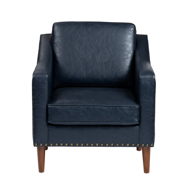Crestview Collection Rothwell Deep Navy Vegan Leather Accent Chair