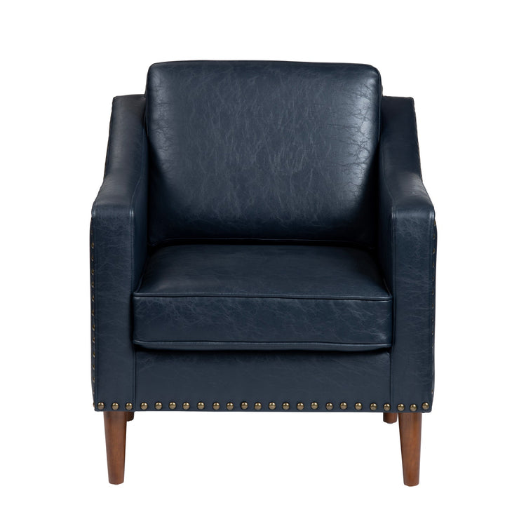 Crestview Collection Rothwell Deep Navy Vegan Leather Accent Chair