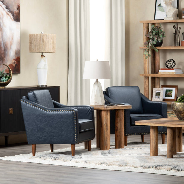 Crestview Collection Rothwell Deep Navy Vegan Leather Accent Chair