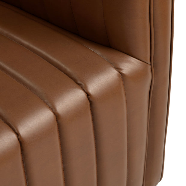 Crestview Collection Huxley Cognac Faux Leather Channeled Accent Chair