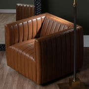 Crestview Collection Huxley Cognac Faux Leather Channeled Accent Chair