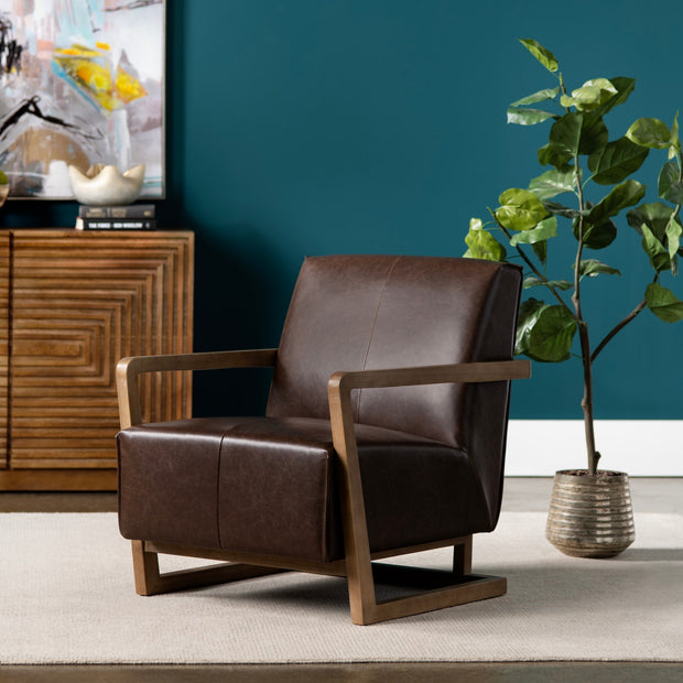 Crestview Collection Lawson Brown Vegan Leather Accent Chair
