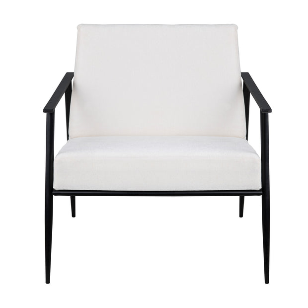 Crestview Collection Zara White Cushioned Accent Chair with Black Iron