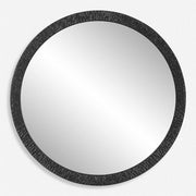 Casa Bella Living  Black Textured Iron Round Mirror