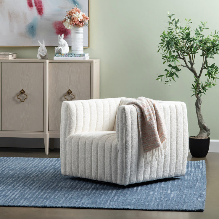 Crestview Collection Maddison White Channeled Swivel Chair