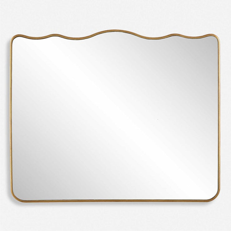 Casa Bella Living Antique Gold Wavy Top  Round Edges Mirror
