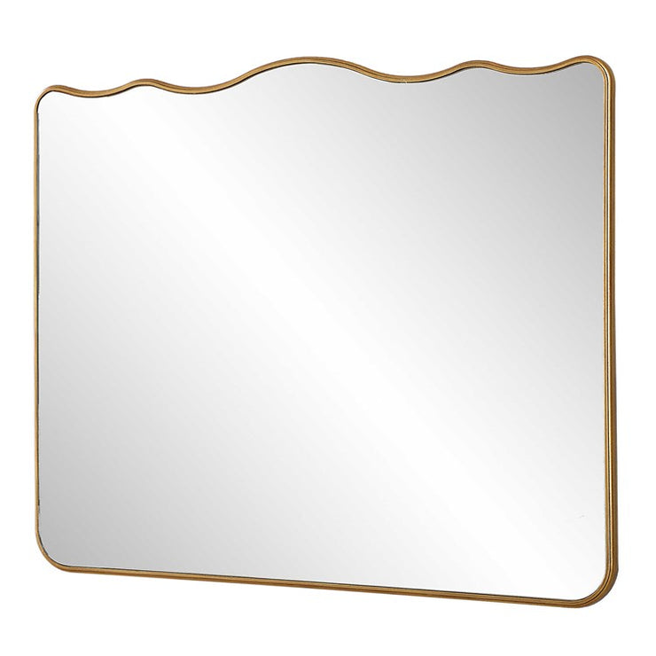 Casa Bella Living Antique Gold Wavy Top  Round Edges Mirror