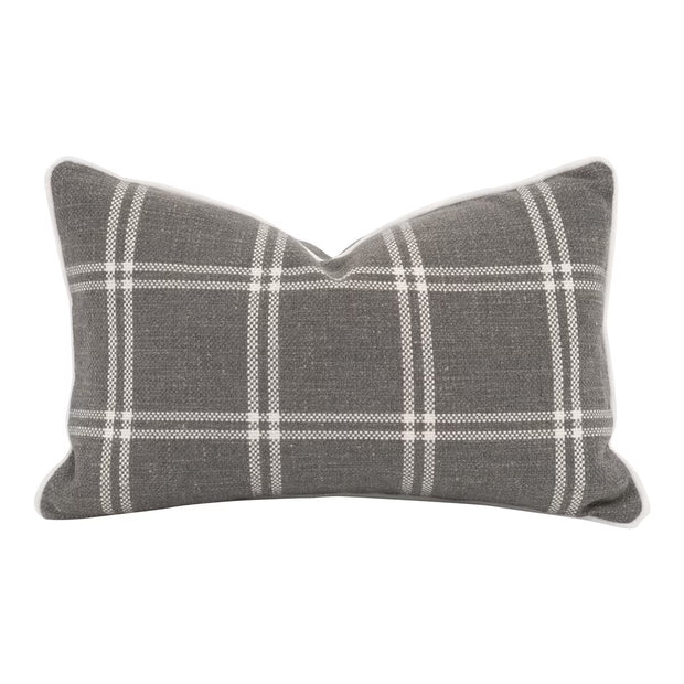 Essentials For Living The Not So Basic 20” Essential Lumbar Pillow ~ LiveSmart Walden Smoke, LiveSmart Machale-Ivory Piping