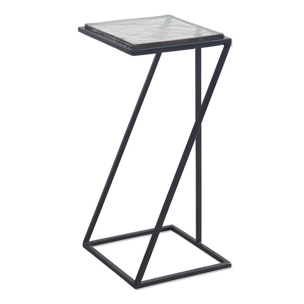 Casa Bella Living Cast Glass Angled Metal Frame Accent Table
