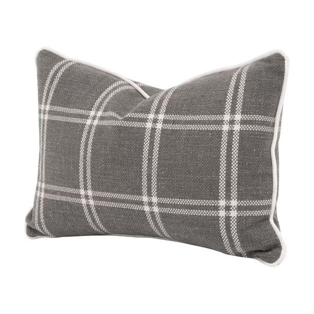 Essentials For Living The Not So Basic 20” Essential Lumbar Pillow ~ LiveSmart Walden Smoke, LiveSmart Machale-Ivory Piping