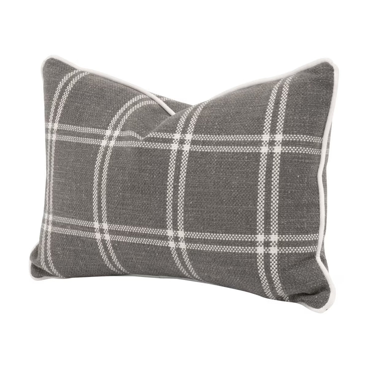 Essentials For Living The Not So Basic 20” Essential Lumbar Pillow ~ LiveSmart Walden Smoke, LiveSmart Machale-Ivory Piping