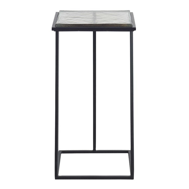 Casa Bella Living Cast Glass Angled Metal Frame Accent Table