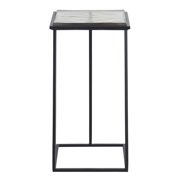 Casa Bella Living Cast Glass Angled Metal Frame Accent Table