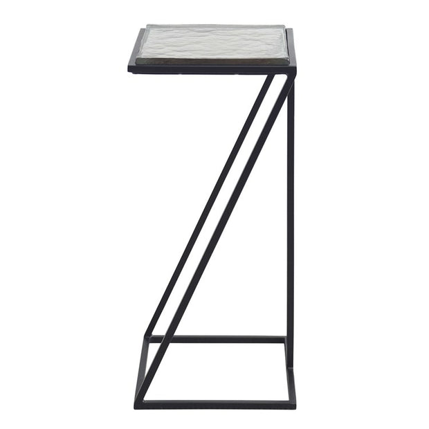 Casa Bella Living Cast Glass Angled Metal Frame Accent Table