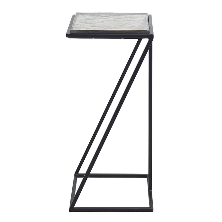 Casa Bella Living Cast Glass Angled Metal Frame Accent Table