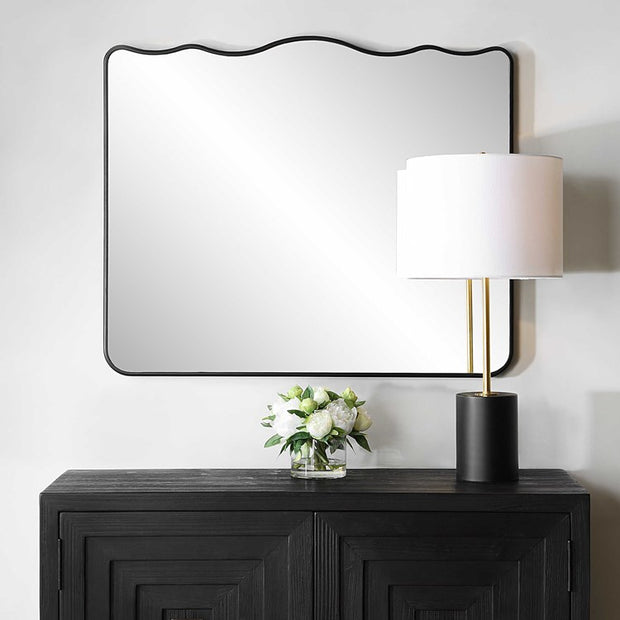 Casa Bella Living Finished Black Wavy Rounded Edge Mirror
