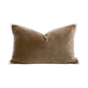 Essentials For Living The Not So Basic 20” Essential Lumbar Pillow ~ Caramel Velvet, Jute Flat Piping