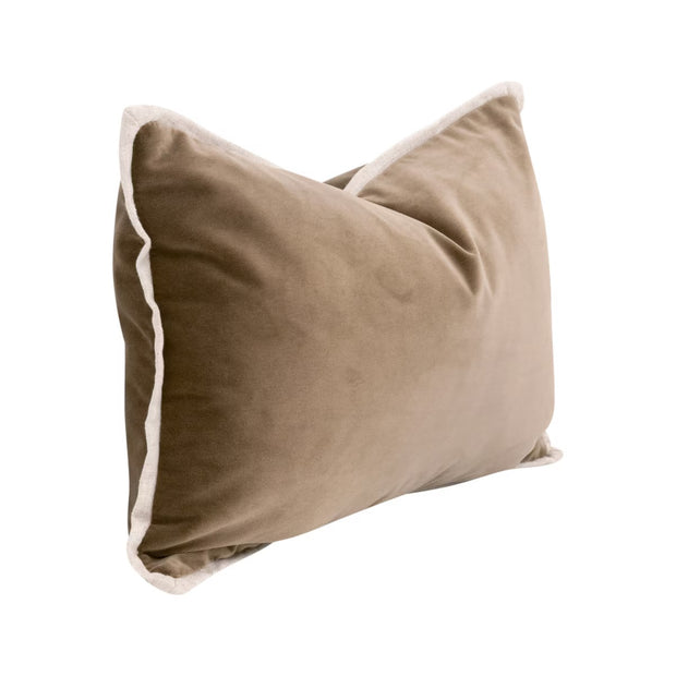 Essentials For Living The Not So Basic 20” Essential Lumbar Pillow ~ Caramel Velvet, Jute Flat Piping