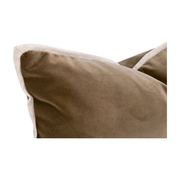 Essentials For Living The Not So Basic 20” Essential Lumbar Pillow ~ Caramel Velvet, Jute Flat Piping