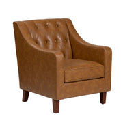 Crestview Collection Harmon Cognac Vegan Leather Tufted Accent Chair