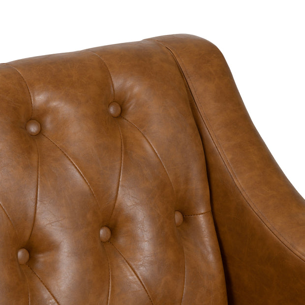 Crestview Collection Harmon Cognac Vegan Leather Tufted Accent Chair