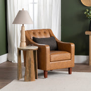 Crestview Collection Harmon Cognac Vegan Leather Tufted Accent Chair