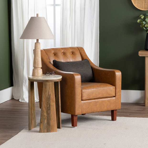 Crestview Collection Harmon Cognac Vegan Leather Tufted Accent Chair
