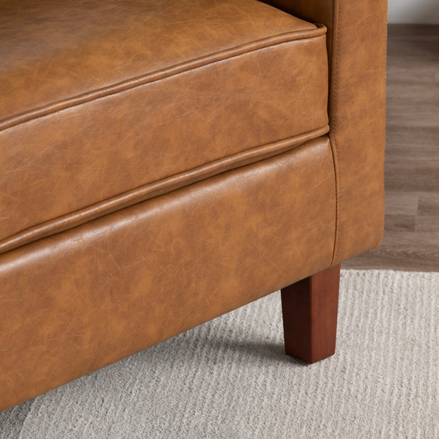 Crestview Collection Harmon Cognac Vegan Leather Tufted Accent Chair