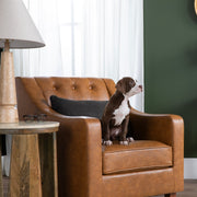 Crestview Collection Harmon Cognac Vegan Leather Tufted Accent Chair