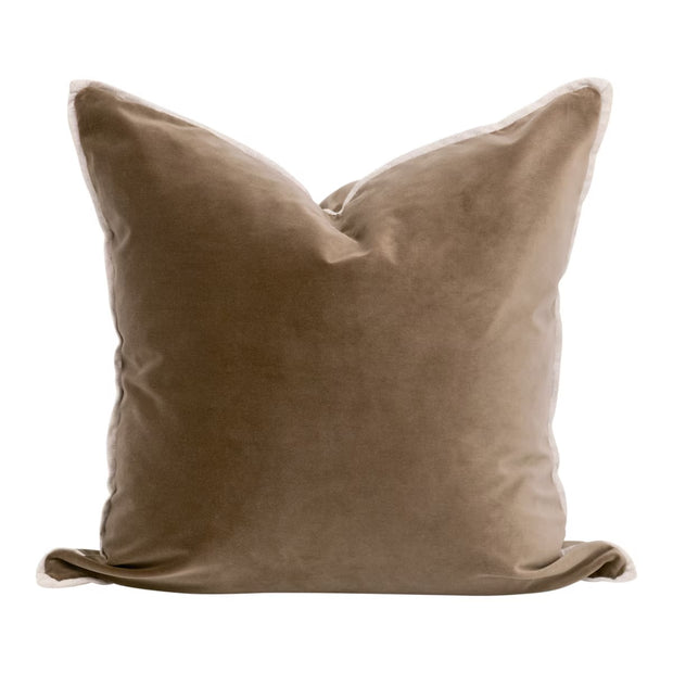 Essentials For Living The Not So Basic 20” Essential Pillow ~ Caramel Velvet, Jute Flat Piping