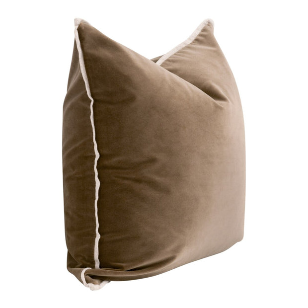 Essentials For Living The Not So Basic 20” Essential Pillow ~ Caramel Velvet, Jute Flat Piping