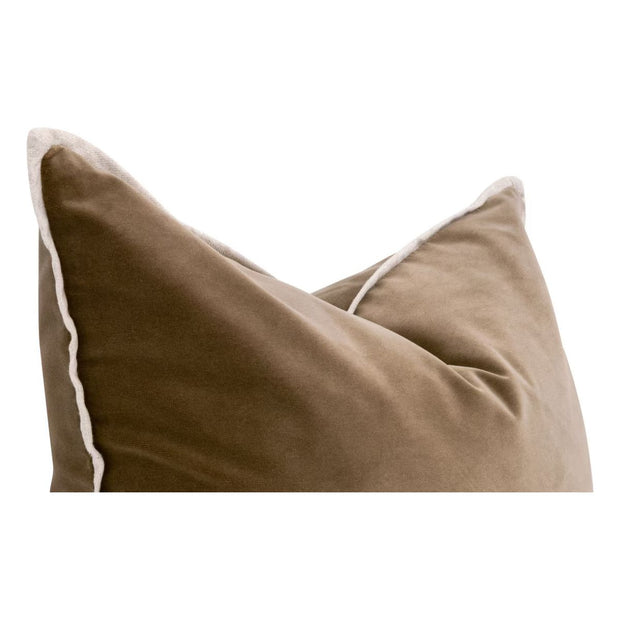 Essentials For Living The Not So Basic 20” Essential Pillow ~ Caramel Velvet, Jute Flat Piping