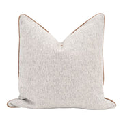 Essentials For Living The Not So Basic 22” Essential Pillow ~ Howell Natural, Whiskey Brown Top Grain Leather Piping