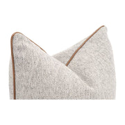 Essentials For Living The Not So Basic 22” Essential Pillow ~ Howell Natural, Whiskey Brown Top Grain Leather Piping