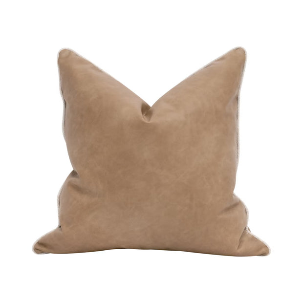 Essentials For Living The Not So Basic 22” Essential Pillow ~ Ivanhoe Toast, Performance Bisque French Linen Piping