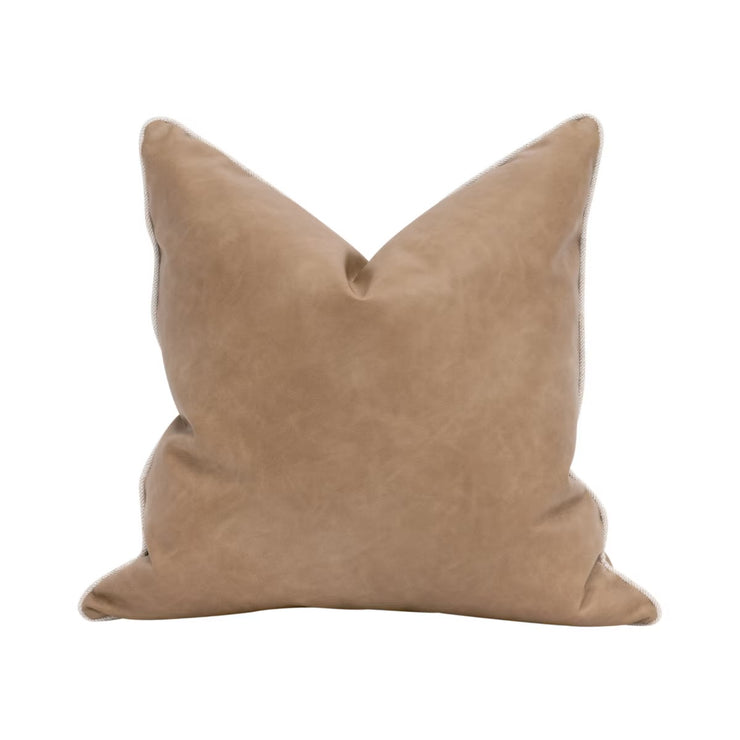 Essentials For Living The Not So Basic 22” Essential Pillow ~ Ivanhoe Toast, Performance Bisque French Linen Piping