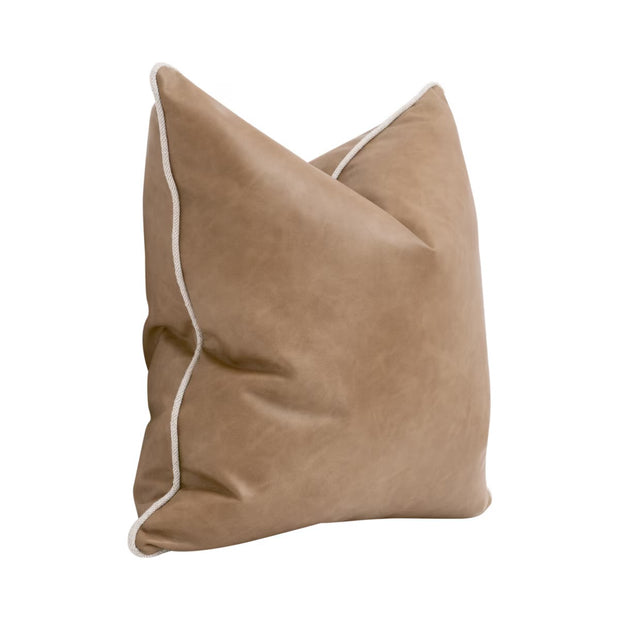 Essentials For Living The Not So Basic 22” Essential Pillow ~ Ivanhoe Toast, Performance Bisque French Linen Piping