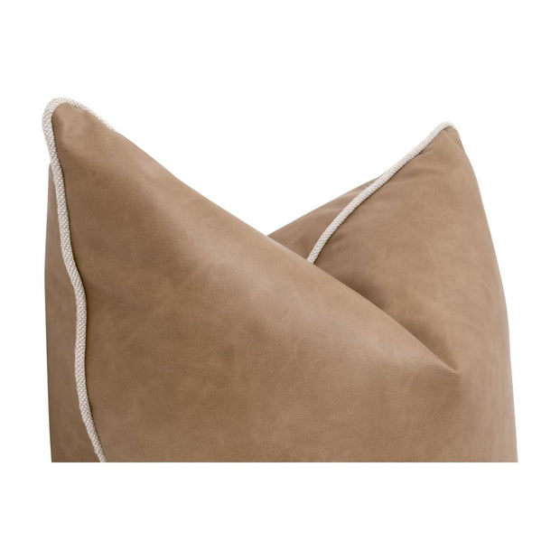 Essentials For Living The Not So Basic 22” Essential Pillow ~ Ivanhoe Toast, Performance Bisque French Linen Piping