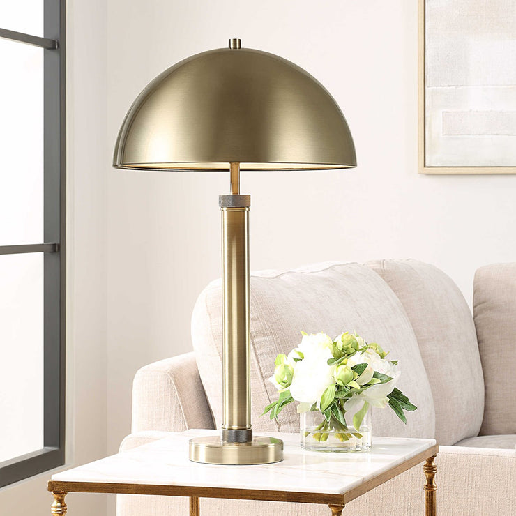 Casa Bella Living Dome Shaped Shade Finished In Antique Brass Table Lamp