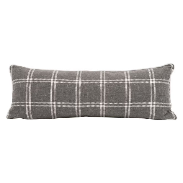 Essentials For Living The Not So Basic 34” Essential Lumbar Pillow ~ LiveSmart Walden Smoke, LiveSmart Machale-Ivory Piping