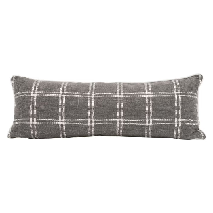 Essentials For Living The Not So Basic 34” Essential Lumbar Pillow ~ LiveSmart Walden Smoke, LiveSmart Machale-Ivory Piping