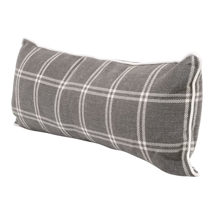Essentials For Living The Not So Basic 34” Essential Lumbar Pillow ~ LiveSmart Walden Smoke, LiveSmart Machale-Ivory Piping