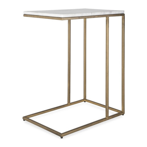 Casa Bella Living Brass Frame White Marble Accent Table