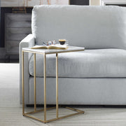 Casa Bella Living Brass Frame White Marble Accent Table