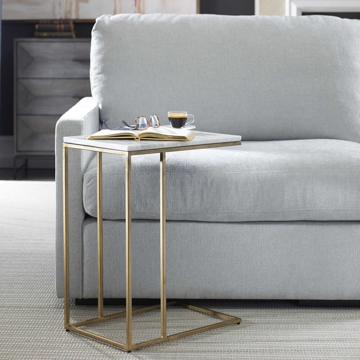 Casa Bella Living Brass Frame White Marble Accent Table