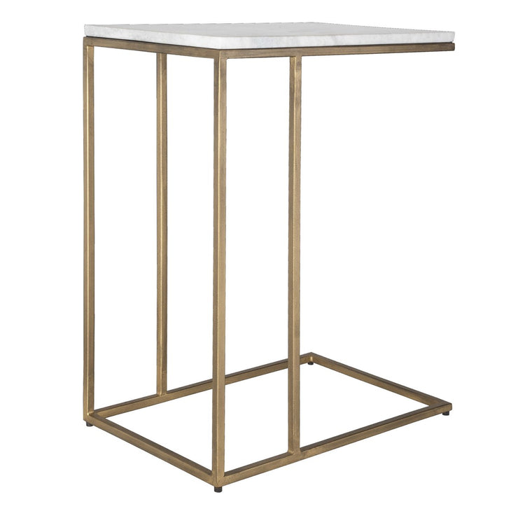 Casa Bella Living Brass Frame White Marble Accent Table
