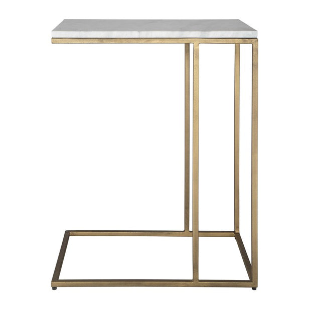 Casa Bella Living Brass Frame White Marble Accent Table