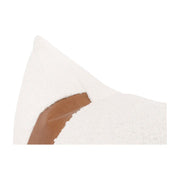 Essentials For Living The Split Decision 20” Essential Lumbar Pillow ~ LiveSmart Boucle-Snow, Whiskey Brown Top Grain Leather Stripe