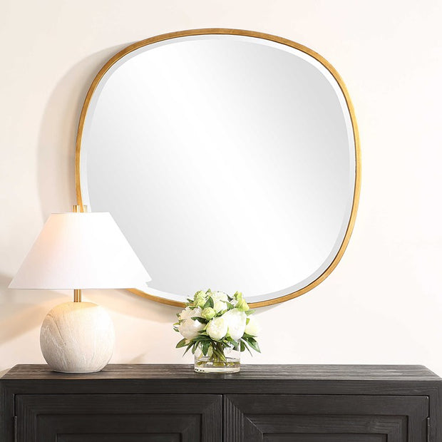 Casa Bella Living Modern Classic Round Gold Leaf Finished Mirror