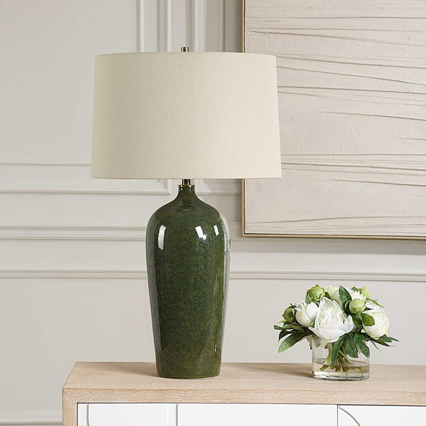 Casa Bella Living Emerald Green Glaze Ceramic Lamp